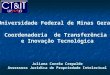 Universidade Federal de Minas Gerais Coordenadoria de Transferência e Inovação Tecnológica Juliana Corrêa Crepalde Assessora Jurídica de Propriedade Intelectual
