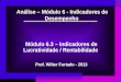 Análise – Módulo 6 - Indicadores de Desempenho Módulo 6.3 – Indicadores de Lucratividade / Rentabilidade Prof. Wilter Furtado - 2013