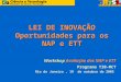 LEI DE INOVAÇÃO Oportunidades para os NAP e ETT Workshop Avaliação dos NAP e ETT Workshop Avaliação dos NAP e ETT Programa TIB-MCT Rio de Janeiro, 19