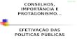 CONSELHOS, IMPORTÂNCIA E PROTAGONISMO... CEAS-MG EFETIVAÇÃO DAS POLÍTICAS PÚBLICAS