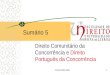 FDUNL/2004-20051 Sumário 5 Direito Comunitário da Concorrência e Direito Português da Concorrência