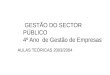 GESTÃO DO SECTOR PÚBLICO 4º Ano de Gestão de Empresas AULAS TEÓRICAS 2003/2004