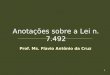 1 Prof. Ms. Flavio Antônio da Cruz Anotações sobre a Lei n. 7.492