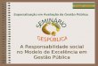 Especialização em Avaliação da Gestão Pública ENAP 2005 A Responsabilidade social no Modelo de Excelência em Gestão Pública A Responsabilidade social no