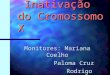 Inativação do Cromossomo X Inativação do Cromossomo X Monitores: Mariana Coelho Paloma Cruz Paloma Cruz Rodrigo Teixeira Rodrigo Teixeira