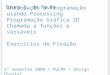 Introdução à Programação usando Processing Programação Gráfica 2D Chamada a funções e variáveis Exercícios de Fixação 2º Semestre 2009 > PUCPR > Design