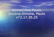 Nomes:Ana Paula, Josiane,Simone, Paulo n°2,17,35,25