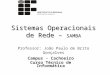 Sistemas Operacionais de Rede – SAMBA Professor: João Paulo de Brito Gonçalves Campus - Cachoeiro Curso Técnico de Informática