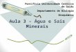 Aula 3 – Água e Sais Minerais Pontifícia Universidade Católica de Goiás Departamento de Biologia Bioquímica