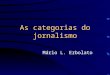 As categorias do jornalismo Mário L. Erbolato. São muitos os veículos que levam a notícia ao público. A multiplicação dos meios é um fenômeno do século