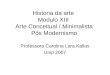 Historia da arte Modulo XIII Arte Conceitual / Minimalista Pós Modernismo Professora Carolina Lara Kallas Unip 2007