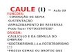 CAULE (I) – Aula 09 FUNÇÕES: - CONDUÇÃO DE SEIVA -SUSTENTAÇÃO -ARMAZENAMENTO DE RESERVAS -Pode fazer FOTOSSÍNTESE* ORIGEM: -CAULÍCULO E DA GÊMULA DO EMBRIÃO