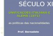 UNIFICAÇÕES ITALIANA E ALEMÃ (1871) UNIFICAÇÕES ITALIANA E ALEMÃ (1871) Prof. Bernadete as políticas das nacionalidades SÉCULO XIX