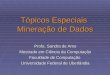 Tópicos Especiais Mineração de Dados Profa. Sandra de Amo Mestrado em Ciência da Computação Faculdade de Computação Universidade Federal de Uberlândia