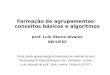 Formação de agrupamentos: conceitos básicos e algoritmos prof. Luis Otavio Alvares INE/UFSC Parte desta apresentação é baseada em material do livro Introduction