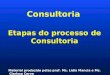 Etapas do processo de Consultoria Material produzido pelas prof. Ms. Lidia Mancia e Ms. Clarissa Cervo Consultoria