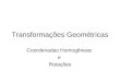 Transformações Geométricas Coordenadas Homogêneas e Rotações