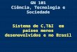 GN 101 Ciência, Tecnologia e Sociedade Sistema de C,T&I em países menos desenovolvidos e no Brasil