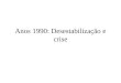 Anos 1990: Desestabilização e crise. Situação no final de 1980s Vulnerabilidade externa Crise fiscal Pressão inflacionária
