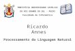 Processamento da Linguagem Natural PONTIFÍCIA UNIVERSIDADE CATÓLICA DO RIO GRANDE DO SUL - PUCRS Faculdade de Informática Ricardo Annes