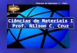 Ciências de Materiais I - Prof. Nilson – Aula 2  Ciências de Materiais I Prof. Nilson C. Cruz