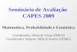 Seminário de Avaliação CAPES 2009 Matemática, Probabilidade e Estatística Coordenador: Marcelo Viana (IMPA) Coordenador Adjunto: Márcio Soares (UFMG)