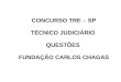 CONCURSO TRE – SP TÉCNICO JUDICIÁRIO QUESTÕES FUNDAÇÃO CARLOS CHAGAS