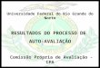 Universidade Federal do Rio Grande do Norte RESULTADOS DO PROCESSO DE AUTO-AVALIAÇÃO Comissão Própria de Avaliação - CPA