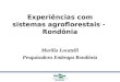 Experiências com sistemas agroflorestais - Rondônia Marília Locatelli Pesquisadora Embrapa Rondônia
