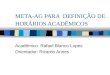 META-AG PARA DEFINIÇÃO DE HORÁRIOS ACADÊMICOS Acadêmico: Rafael Blanco Lopes Orientador: Ricardo Annes