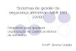 Sistemas de gestão da segurança alimentar- NBR ISO 22000 Requisitos para qualquer organização na cadeia produtiva de alimentos Profª: Bruna Gratão