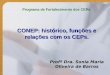CONEP: histórico, funções e relações com os CEPs. Profª Dra. Sonia Maria Oliveira de Barros Programa de Fortalecimento dos CEPs
