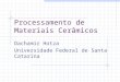 Processamento de Materiais Cerâmicos Dachamir Hotza Universidade Federal de Santa Catarina