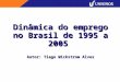 Dinâmica do emprego no Brasil de 1995 a 2005 Autor: Tiago Wickstrom Alves