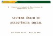 I Encontro Estadual de Secretários de Assistência Social Rio Grande do Sul - Março de 2011 SISTEMA ÚNICO DE ASSISTÊNCIA SOCIAL
