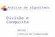 Análise de algoritmos Divisão e Conquista UNISUL Ciência da Computação Prof. Maria Inés Castiñeira, Dra