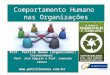 Comportamento Humano nas Organizações Prof. Patrick Nunes (organizador) Colaboradores: Prof. José Augusto e Prof. Leonardo Câmara 