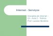 Internet - Serviços Disciplina de Internet – QI – Aula 2 - Teórica Prof. Luciano Monteiro