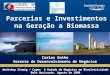 1 1 Carlos Gothe Gerente de Desenvolvimento de Negócios Parcerias e Investimentos na Geração a Biomassa Workshop Siamig / Cogen & Rodada de Negócios em