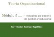 1 Teoria Organizacional Módulo 5 (novo) – Relações de poder e de política institucional Prof Doutor Rodrigo Magalhães