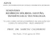 ADVB ASSOC. DOS DIRIGENTES DE VENDAS E MARKETING DO BRASIL PROF. DR. SABETAI CALDERONI São Paulo, 19 de agosto de 2002 O LIXO COMO FATOR ECONÔMICO NA SOLUÇÃO