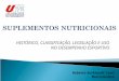 HISTÓRICO, CLASSIFICAÇÃO, LEGISLAÇÃO E USO NO DESEMPENHO ESPORTIVO Roberta Burkhardt Costi Nutricionista