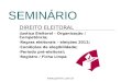Www.pomini.com.br SEMINÁRIO DIREITO ELEITORAL Justiça Eleitoral – Organização / Competência; Regras eleitorais – eleições 2012; Condições de elegibilidade;