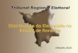 Tribunal Regional Eleitoral Eleições 2010 Tribunal Regional Eleitoral Eleições 2010 Distribuição do Eleitorado no Estado de Roraima