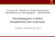 Jornada de Trabalho da Rede Nacional de Laboratórios de Genotipagem – RENAGENO Genotipagem e falha terapêutica em crianças Brasília, setembro de 2012