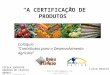 A C ERTIFICAÇÃO DE P RODUTOS Luísa Barros ESCOLA SUPERIOR AGRÁRIA DE CASTELO BRANCO 22 de JANEIRO DE 2014 Colóquio Contributos para o Desenvolvimento Agrícola