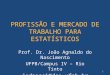 PROFISSÃO E MERCADO DE TRABALHO PARA ESTATÍSTICOS Prof. Dr. João Agnaldo do Nascimento UFPB/Campus IV – Rio Tinto jadnasci@dce.ufpb.br 1