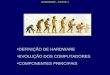 HARDWARE – PARTE 1 DEFINIÇÃO DE HARDWAREDEFINIÇÃO DE HARDWARE EVOLUÇÃO DOS COMPUTADORESEVOLUÇÃO DOS COMPUTADORES COMPONENTES PRINCIPAISCOMPONENTES PRINCIPAIS