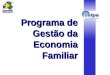 Programa de Gestão da Economia Familiar. Índice Grupo Guaraniana Programa de Gestão da Economia Familiar Histórico Objetivos Metodologia Resultados Dicas