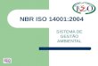 NBR ISO 14001:2004 SISTEMA DE GESTÃO AMBIENTAL. O que é ISO? ISO é uma organização internacional com sede em Genebra, que significa: International Organization